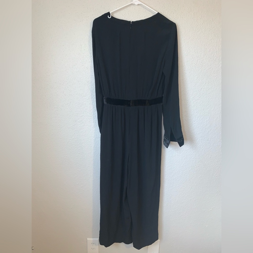 Madewell Black Velvet-Trimmed Jumpsuit Size 6 - Picture 10 of 12